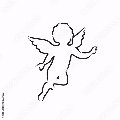 sketch of an cute winged angel vector concept