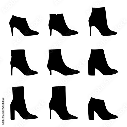 Set of beautiful elegant vector boots for autumn or winter