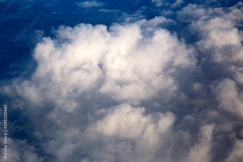 Obraz premium Clouds and bright blue sky background, panoramic angle view