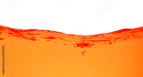 Water background orange with bubble on white background.