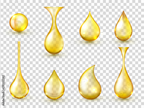 Oil drops realistic vector isolated illustrations collection photo