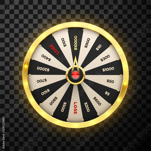 Casino spinning lucky wheel vector realistic illustration