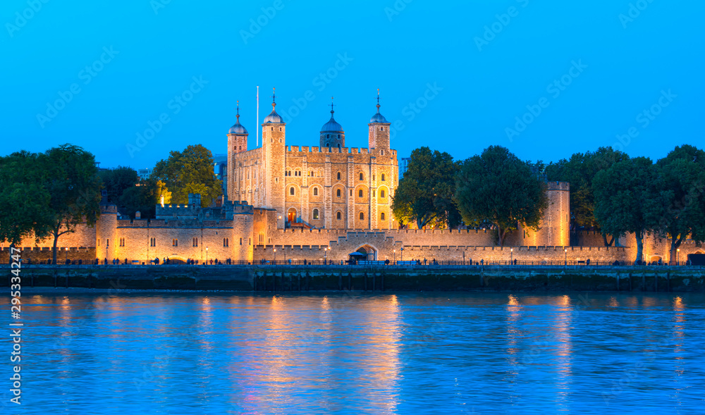 Tower of London at twilight blue hour  - London, United Kingdom