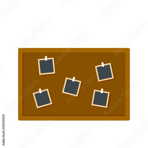 Photo detective board icon. Flat illustration of photo detective board vector icon for web design