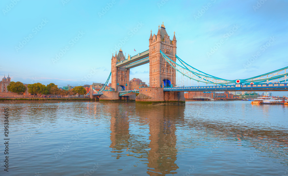 Panorama of the Tower Bridge and Tower of London on Thames river  - London, United Kingdom