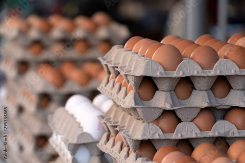 many fresh eggs at the market