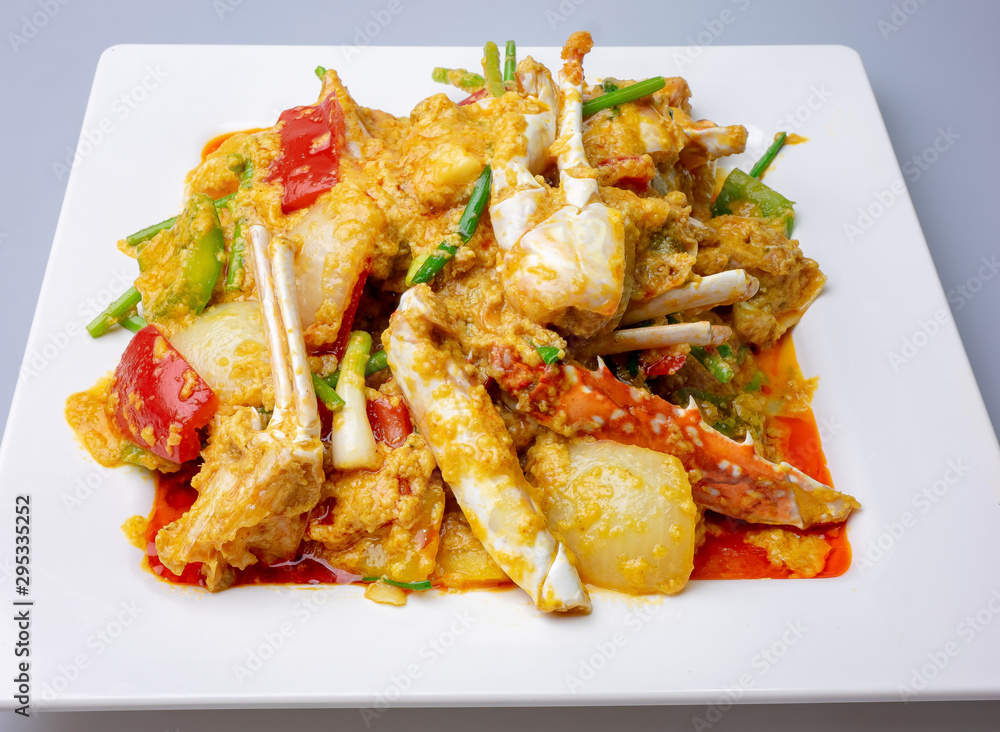 Fried crab with Curry Powder, Thai food Fried crab with Curry Powder, Thai food