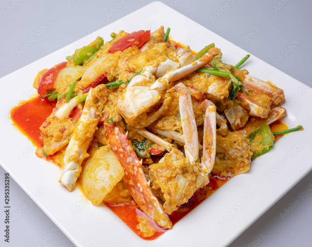 Fried crab with Curry Powder, Thai food Fried crab with Curry Powder, Thai food