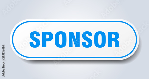 sponsor sign. sponsor rounded blue sticker. sponsor