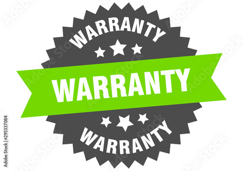warranty sign. warranty green-black circular band label