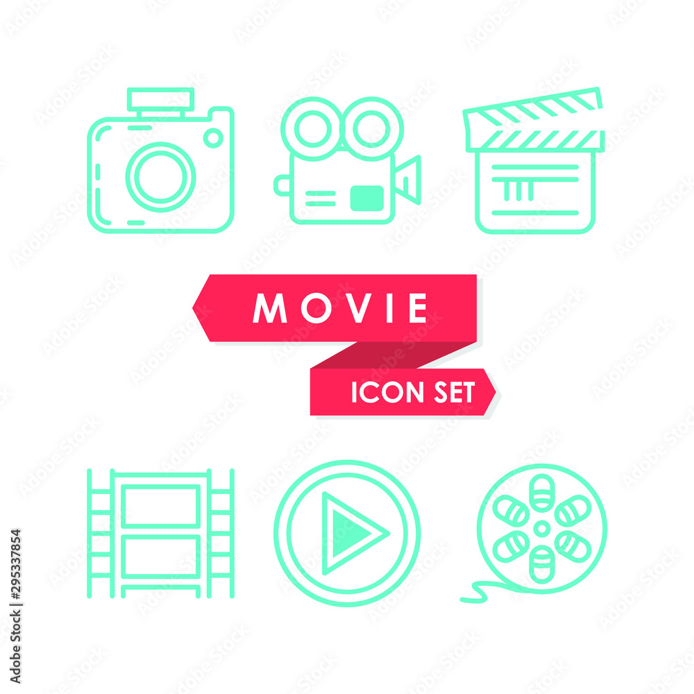 Movie icon set vector outline design, editable and simple icon for your element design Movie icon set vector outline design, editable and simple icon for your element design