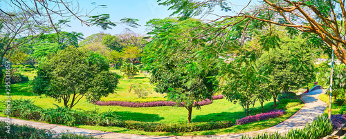 Panorama of Theingottara park, Yangon, Myanmar photo