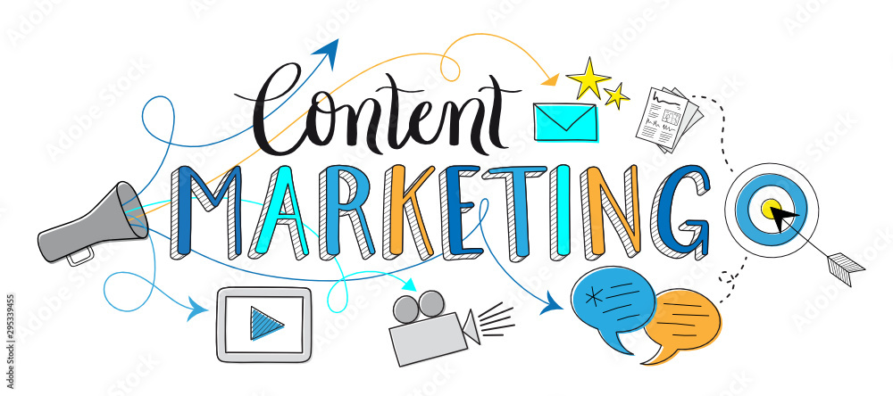 CONTENT MARKETING vector doodle concept CONTENT MARKETING vector doodle concept