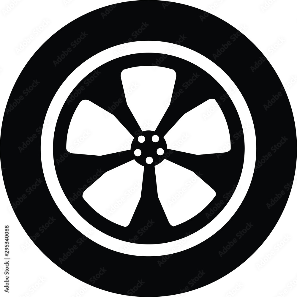 Obraz premium Car wheel icon symbol vector