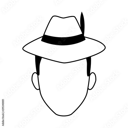 avatar man with hipster hat icon