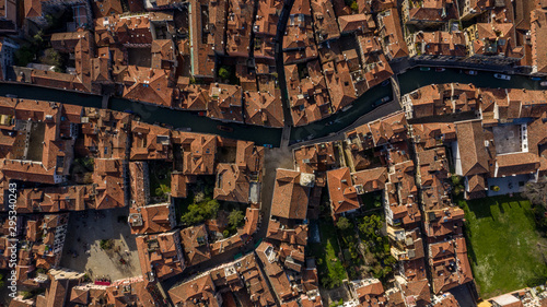 view over Venice Italy Europe. Venice from above with a drone. aerial view over the beautiful city of Venice Italy. Amazing Venice image wallpaper © FitchGallery