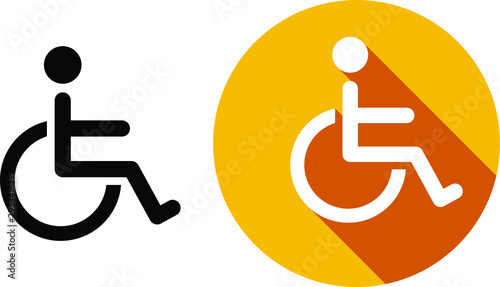 Wheelchair Handicap Icon in Vector Format with colored shadow