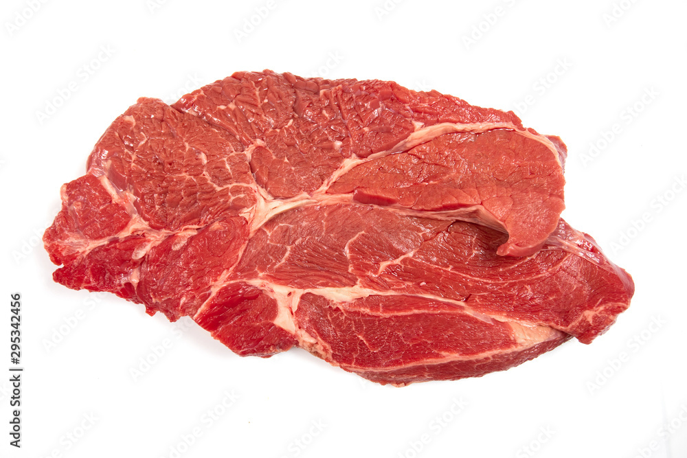 raw steak on a white background