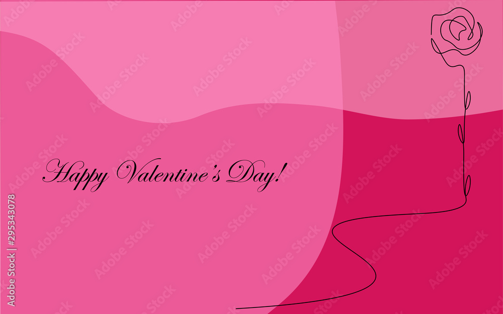 Valentines day card with rose, vector illustration