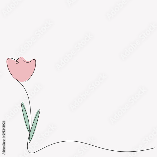 Flower background with pink tulip, spring march design, vector illustration