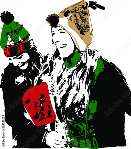Obraz na plátně Happy New year, Christmas party, vector graphic.