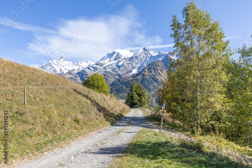 A lovely view of the Mont Blanc Massif from Les Contamines-Montjoi in the French Alps