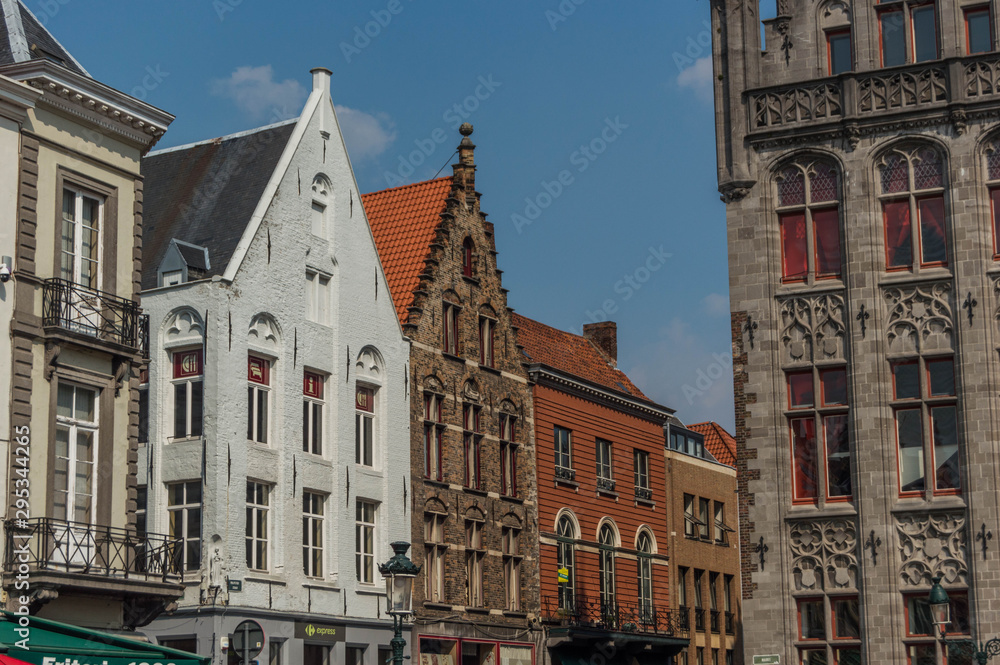 Vintage street in Bruges Belgium.Europe landscape panorama old town.