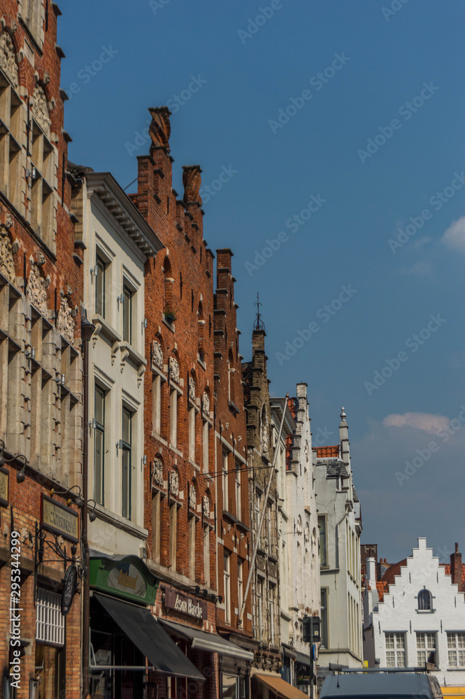 Vintage street in Bruges Belgium.Europe landscape panorama old town.