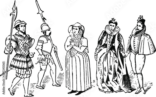 Slika na platnu Tudor Costumes, typical dress of the age