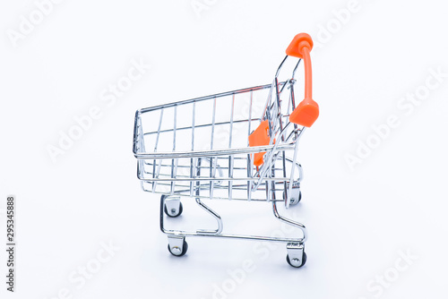 Mini shopping cart isolated on white