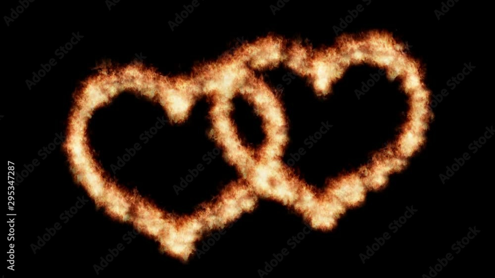 Two burning hearts isolated on black background. Two burning hearts isolated on black background.