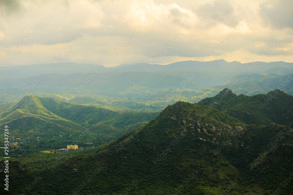 landscape with mountains and clouds