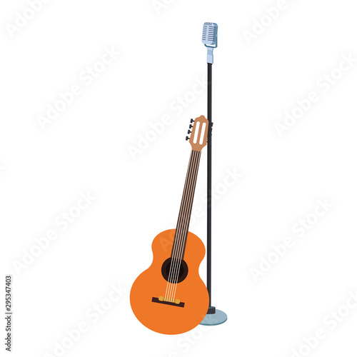 guitar instrument and microphone, flat design