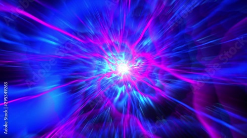 trending colors neon blue and ultra violet lines moving towards front 4K rendered background for meditation 