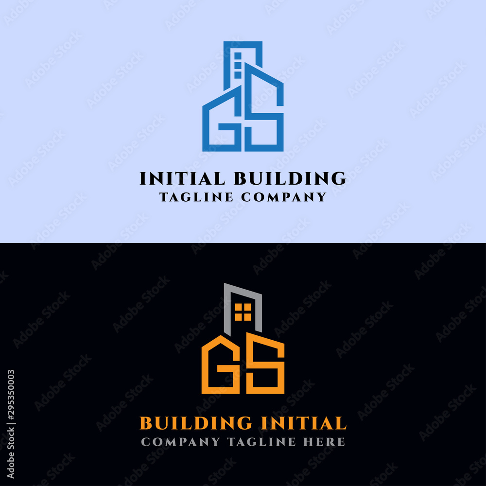 Initial concept of the Set GS logo with a vector building template for construction. Initial concept of the Set GS logo with a vector building template for construction.