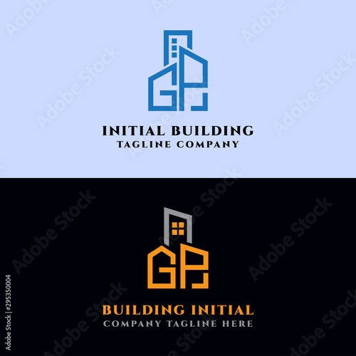 Initial concept of the Set GP logo with a vector building template for construction.