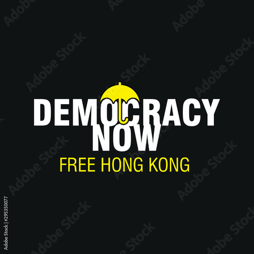 Umbrella Revolution. Hong Kong Protest Poster. Vector Illustration. 