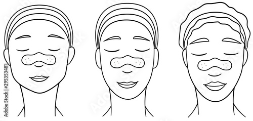 Three women in lines with nose pore strips