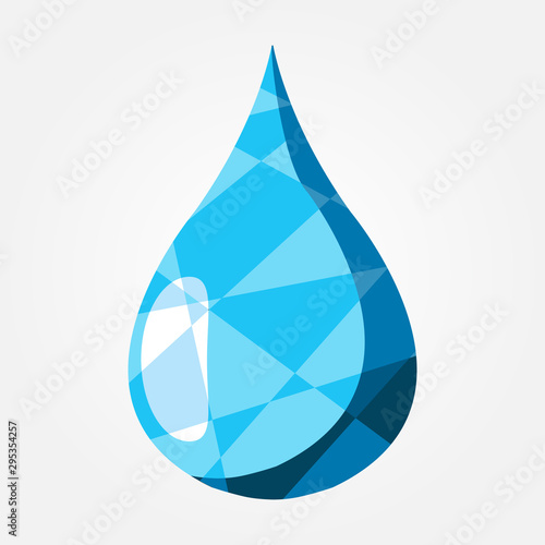 Water drop icon. A drop of liquid in the polygonal style logo