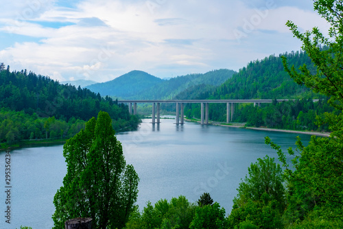 Beautiful Lake Bajer, Gorski kotar, Croatia on sunny summer day photo