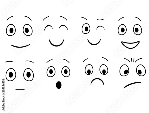Simple cartoon emotions, faces with different expressions