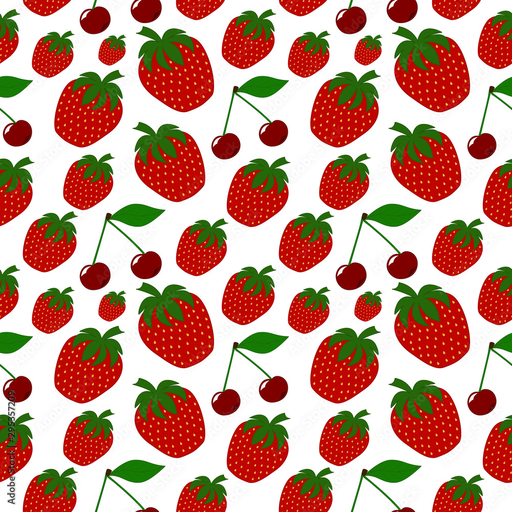 Seamless vector strawberry and cherry pattern Seamless vector strawberry and cherry pattern