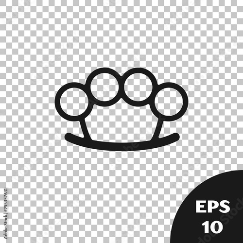 Black Brass knuckles icon isolated on transparent background. Vector Illustration
