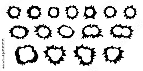 Stencils of a bullet holes isolated on a white background.