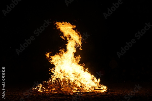 Bonfire on a Beach of Wood Pallets