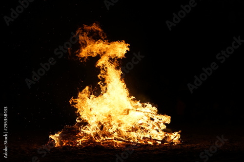 Bonfire on a Beach of Wood Pallets