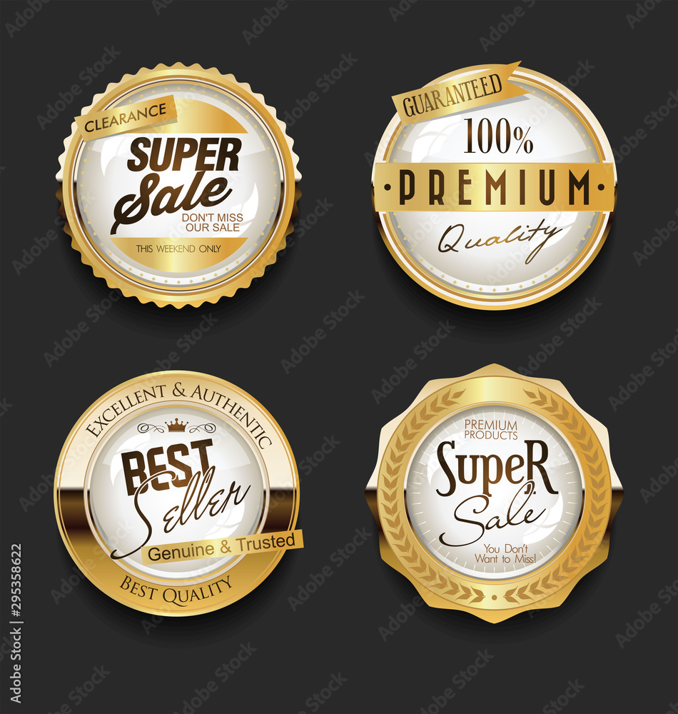 Golden sale labels retro vintage design collection 