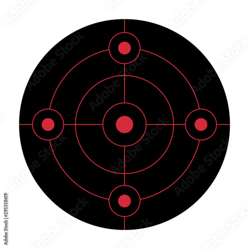 Black circular shooting target for the practice on a gun range.