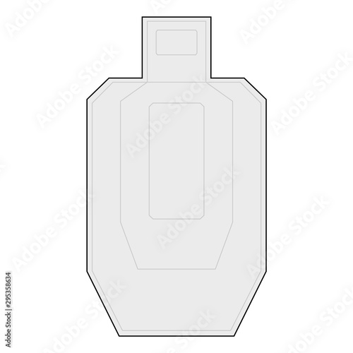 Outlined human torso shaped target for a shooting practice on a gun range.