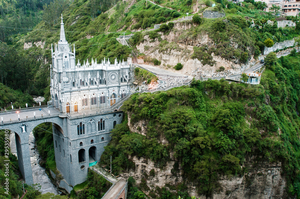 Las Lajas Sanctuary built inside the canyon of the Guáitara River, Ipiales, Department of Nariño, Colombia